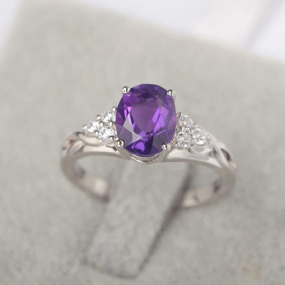 Oval Amethyst Engagement Ring