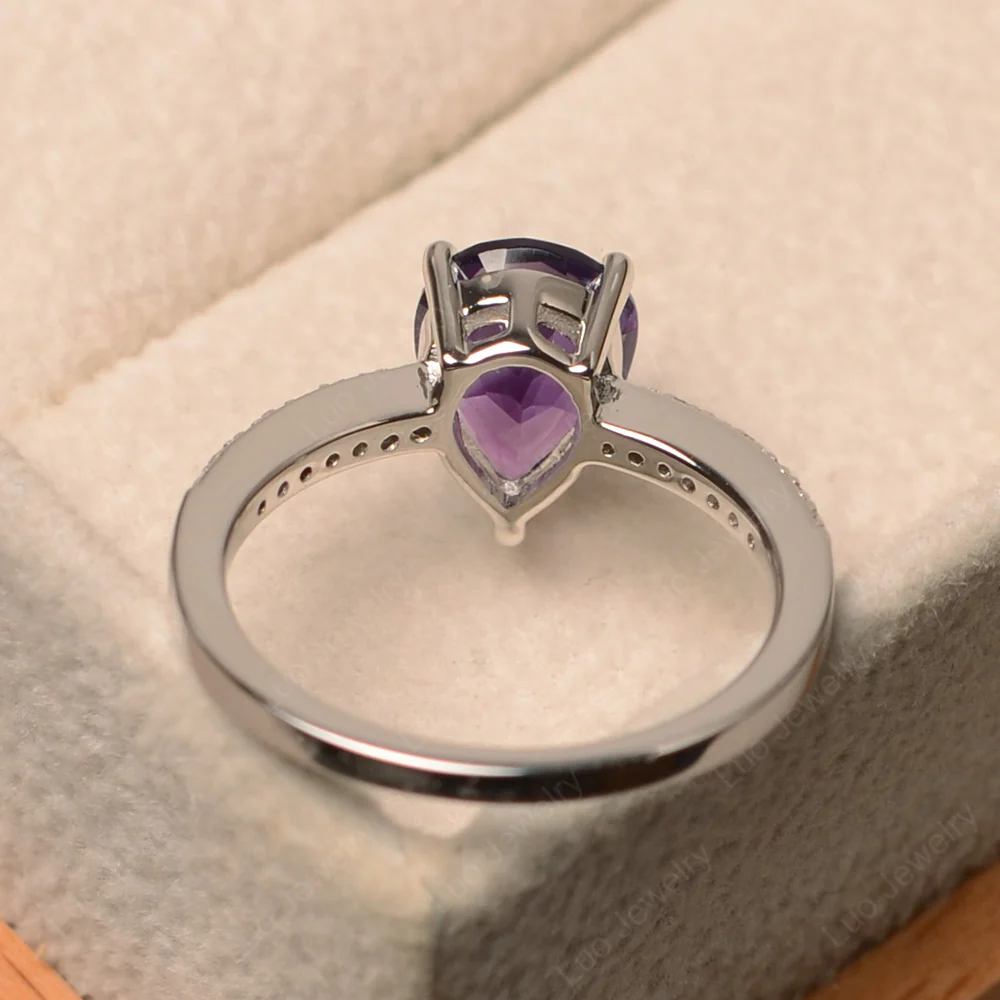 Amethyst Pear Pave Ring - Image 3