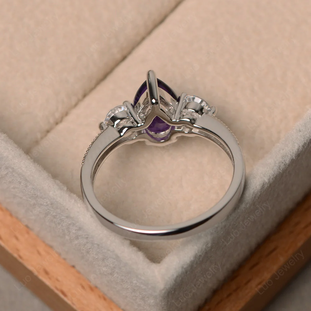 Pear Shaped Amethyst Engagement Ring - Image 3