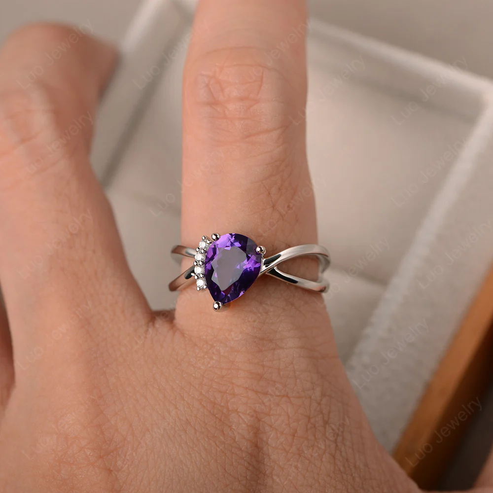 Amethyst Asymmetric Engagement Ring - Image 5
