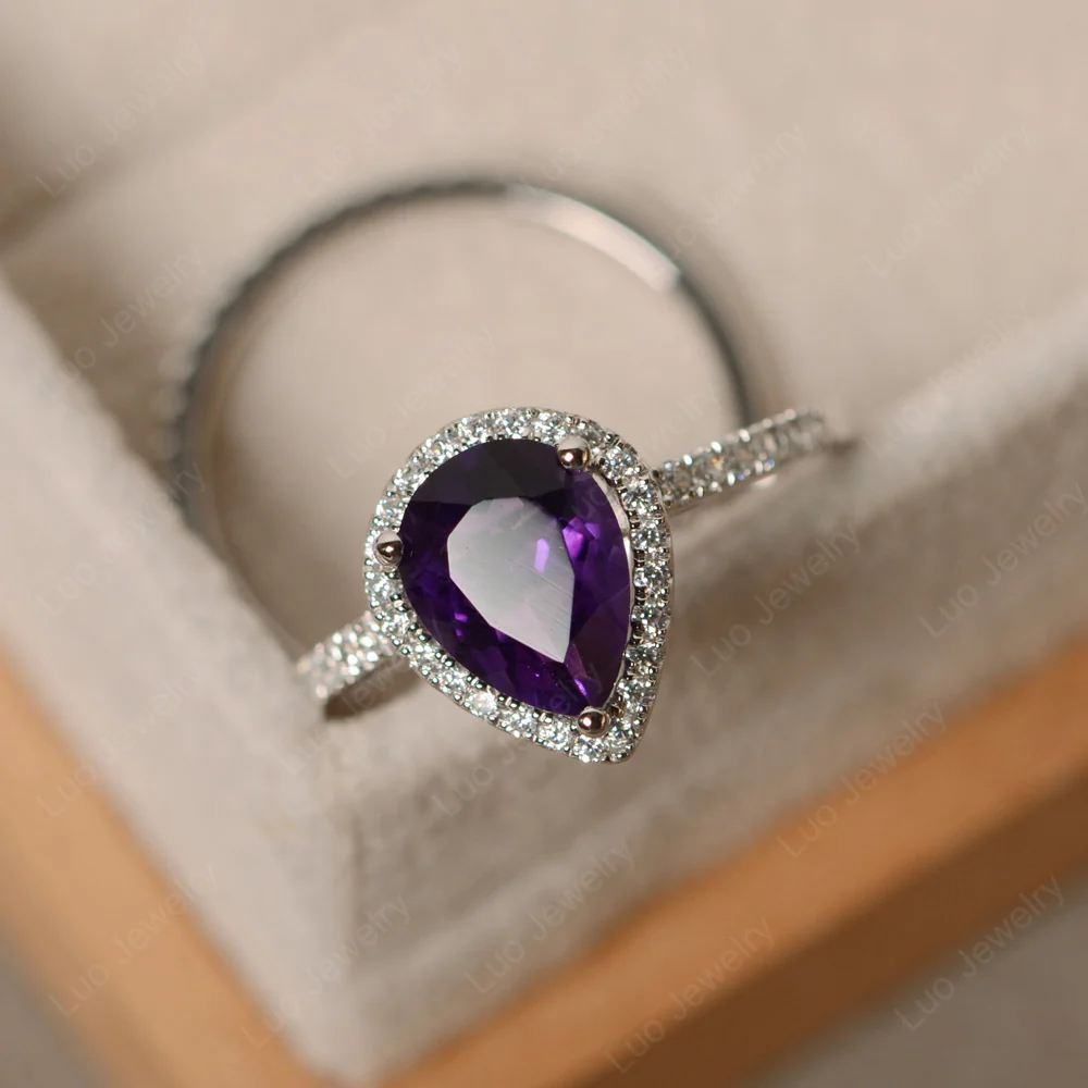 Amethyst Pear Shaped Engagement Ring Set - Image 3