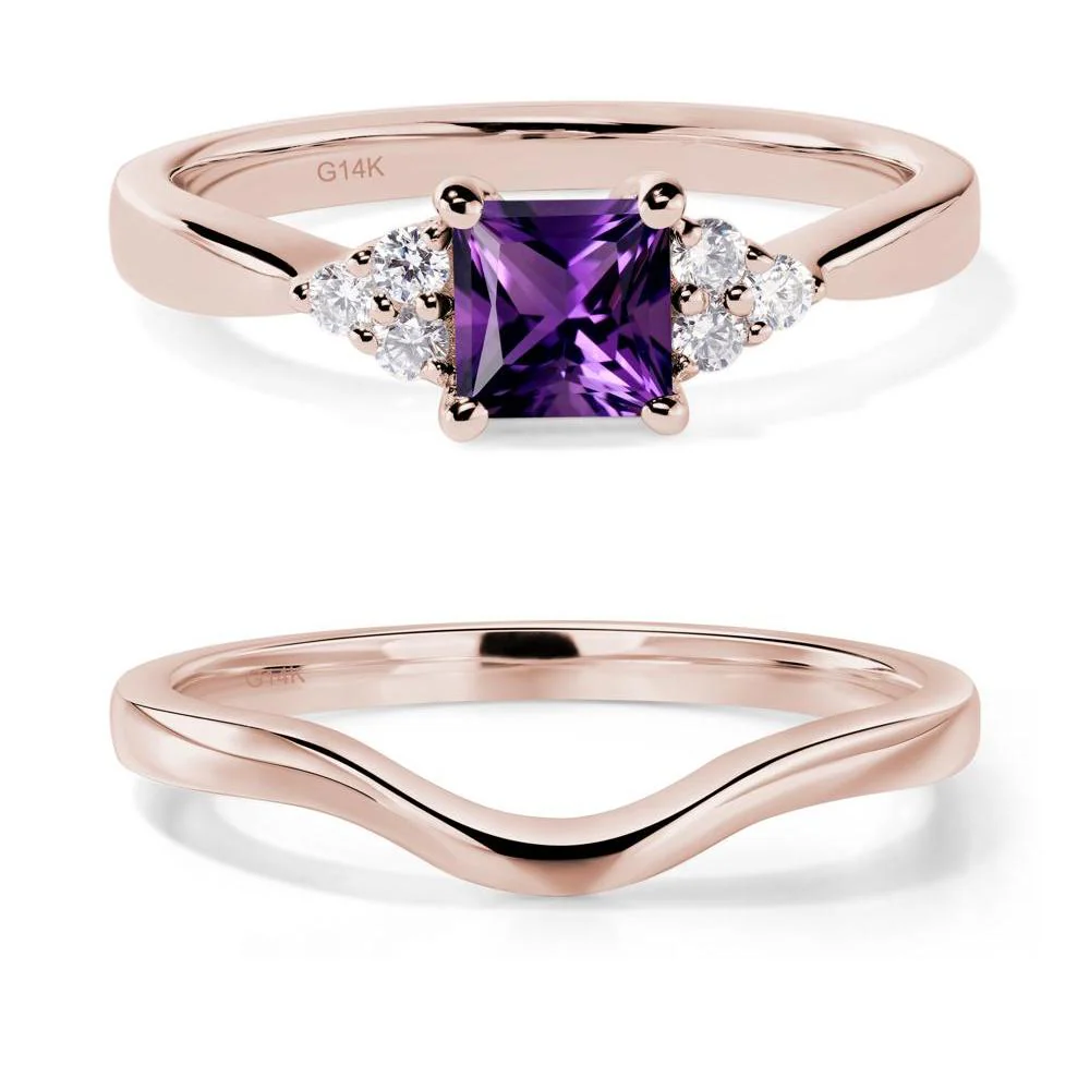Princess Cut Amethyst Petite Ring - Image 11