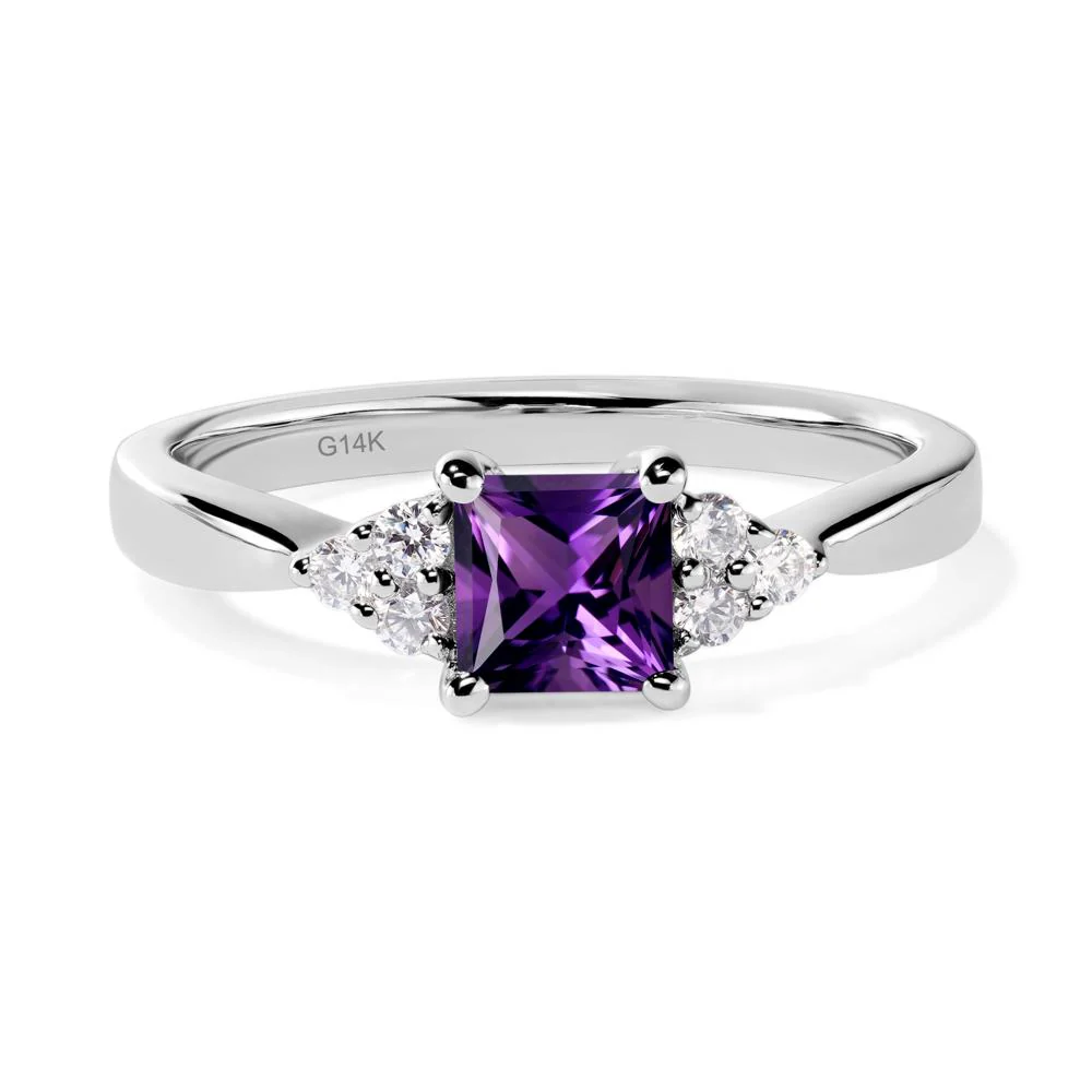 Princess Cut Amethyst Petite Ring - Image 3