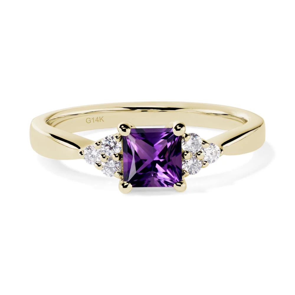 Princess Cut Amethyst Petite Ring - Image 4