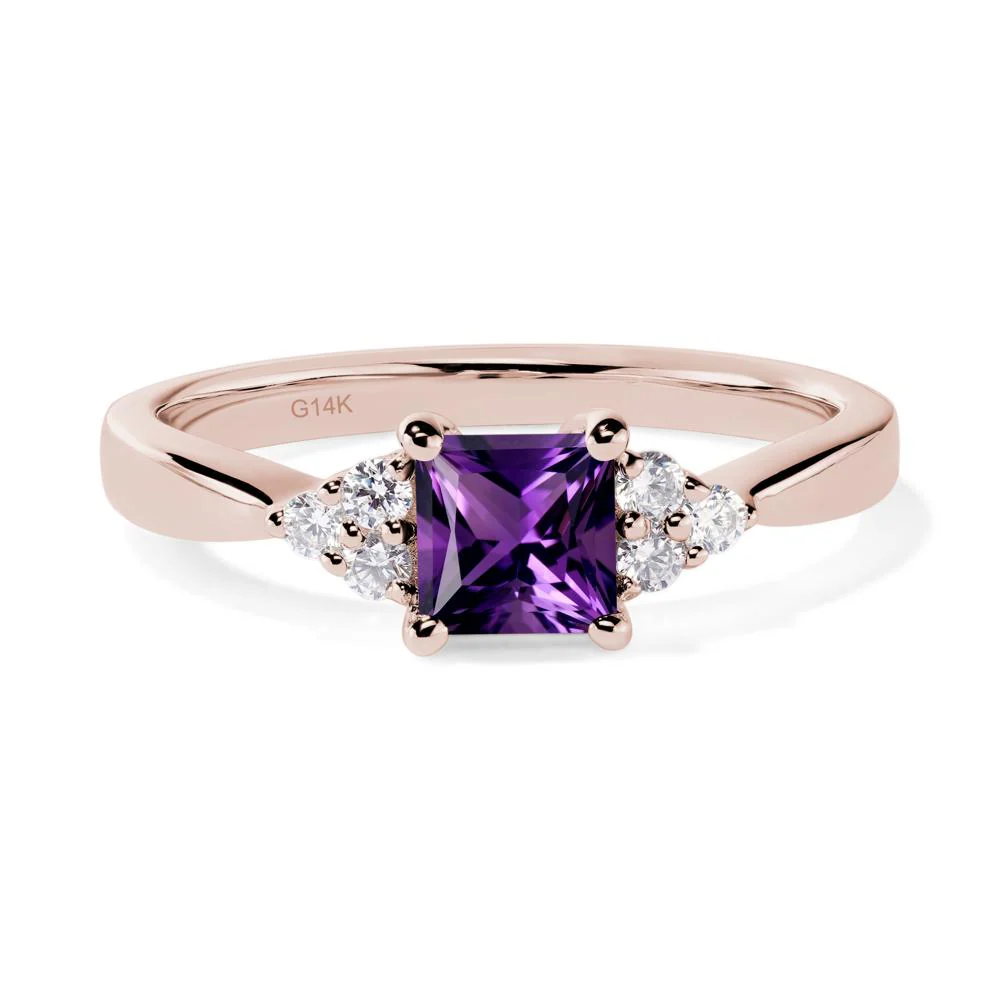 Princess Cut Amethyst Petite Ring - Image 5