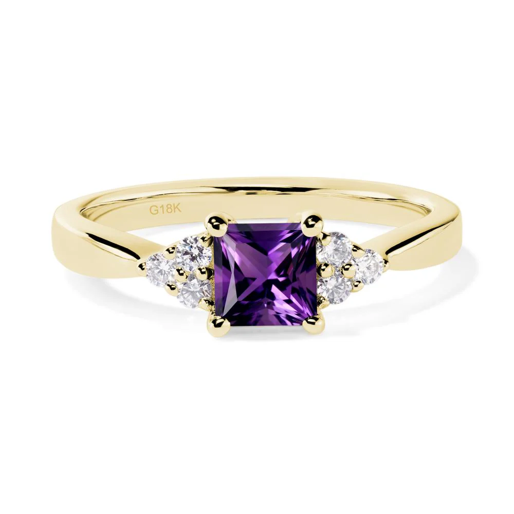 Princess Cut Amethyst Petite Ring - Image 7