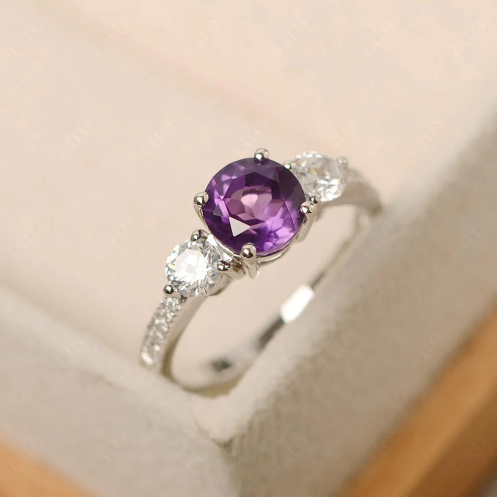 Amethyst 3 Stone Engagement Ring - Image 11