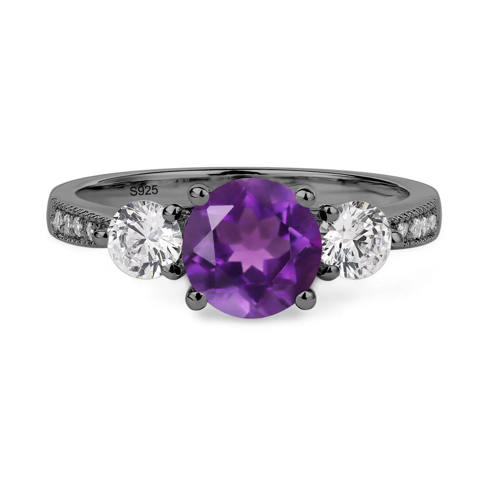 Amethyst 3 Stone Engagement Ring - Image 2