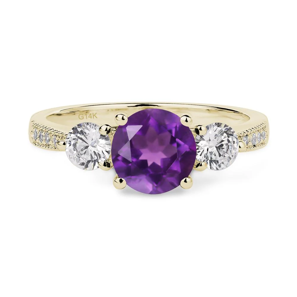 Amethyst 3 Stone Engagement Ring - Image 4
