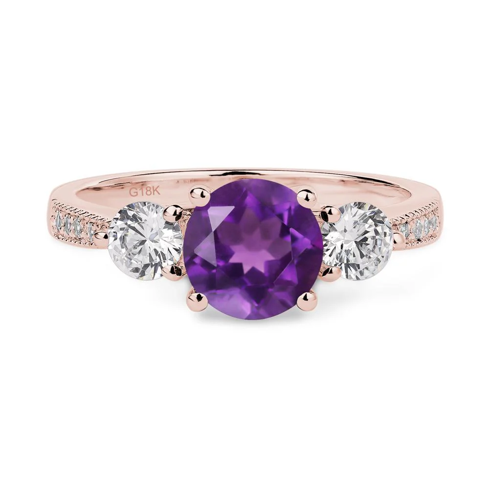 Amethyst 3 Stone Engagement Ring - Image 9