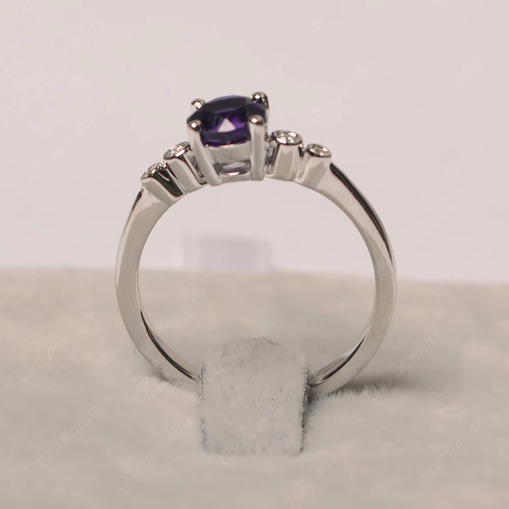 Amethyst Ring Round Cut Engagement Ring - Image 2