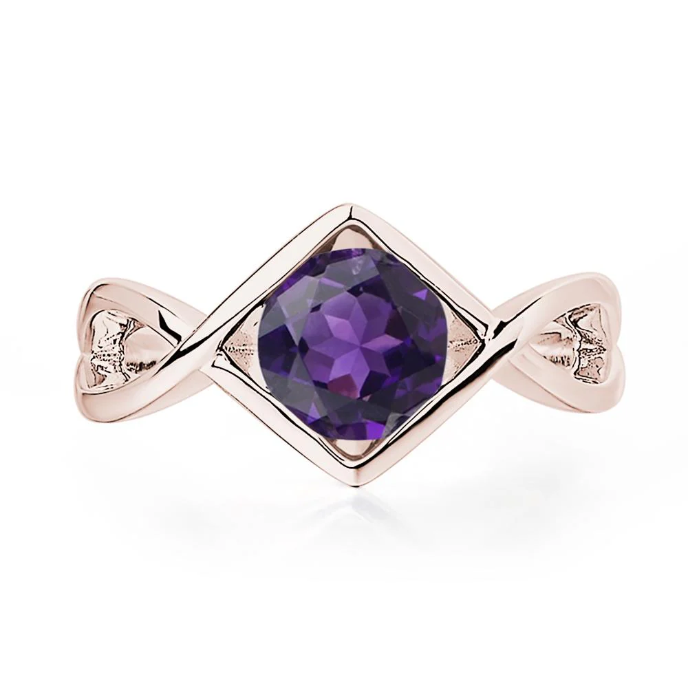 Amethyst Bezel Set Infinity Solitaire Ring