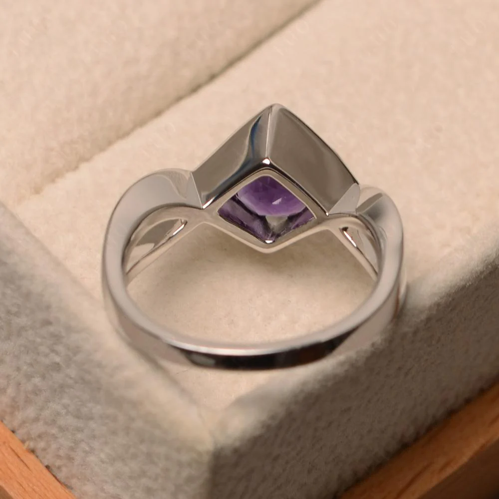 Amethyst Bezel Set Infinity Solitaire Ring - Image 12