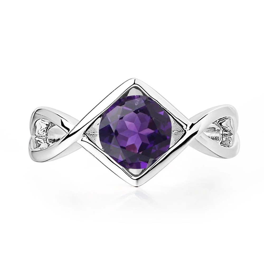 Amethyst Bezel Set Infinity Solitaire Ring - Image 7