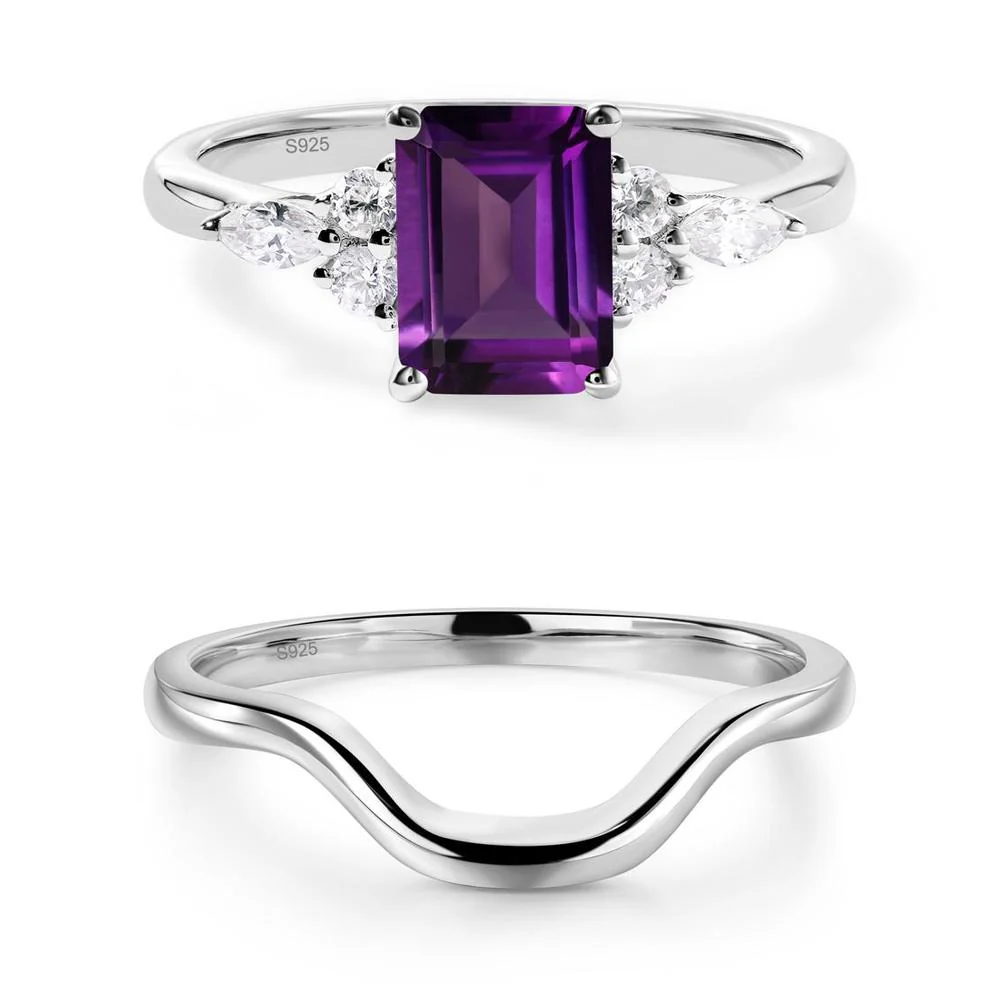 Simple Emerald Cut Amethyst Ring - Image 19