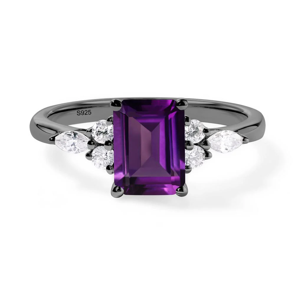 Simple Emerald Cut Amethyst Ring - Image 2