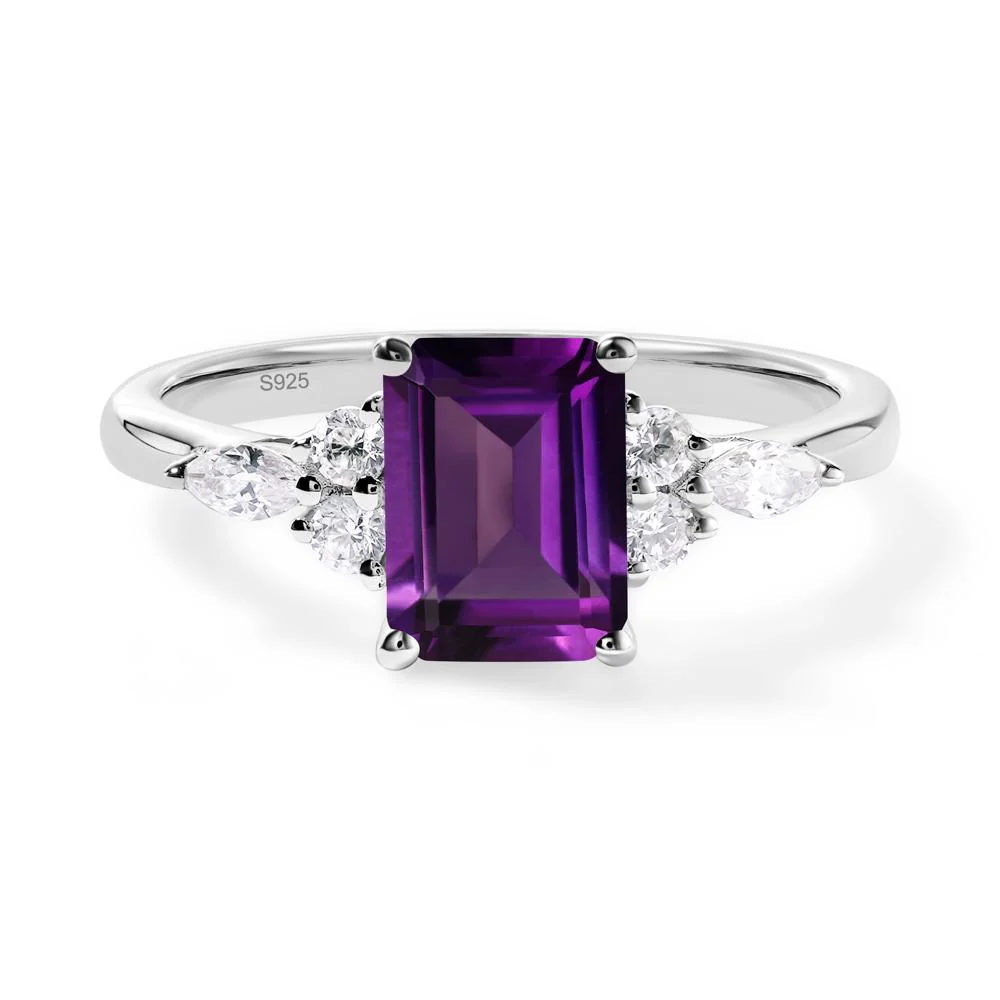 Simple Emerald Cut Amethyst Ring - Image 5
