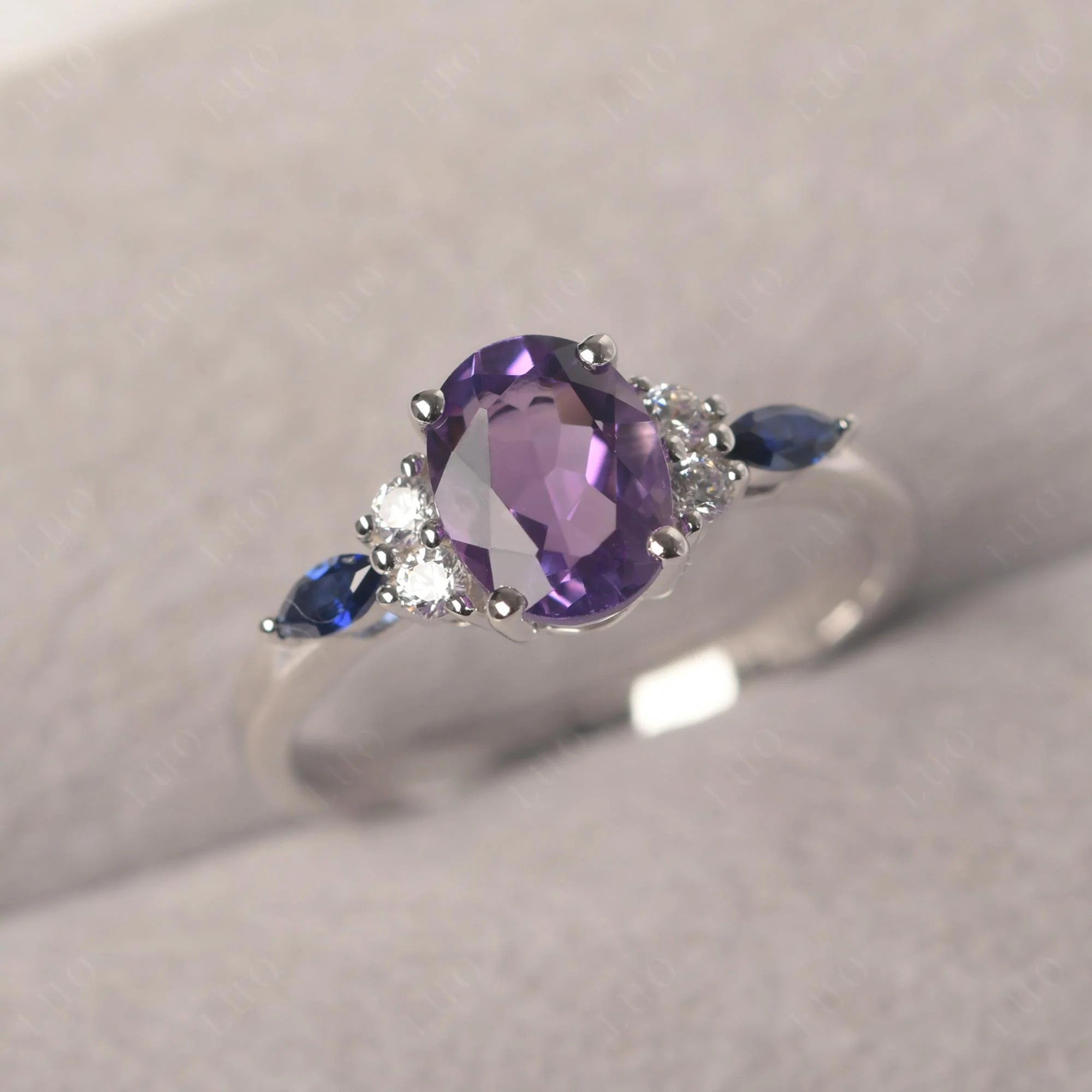 Simple Oval Amethyst Engagement Ring - Image 29