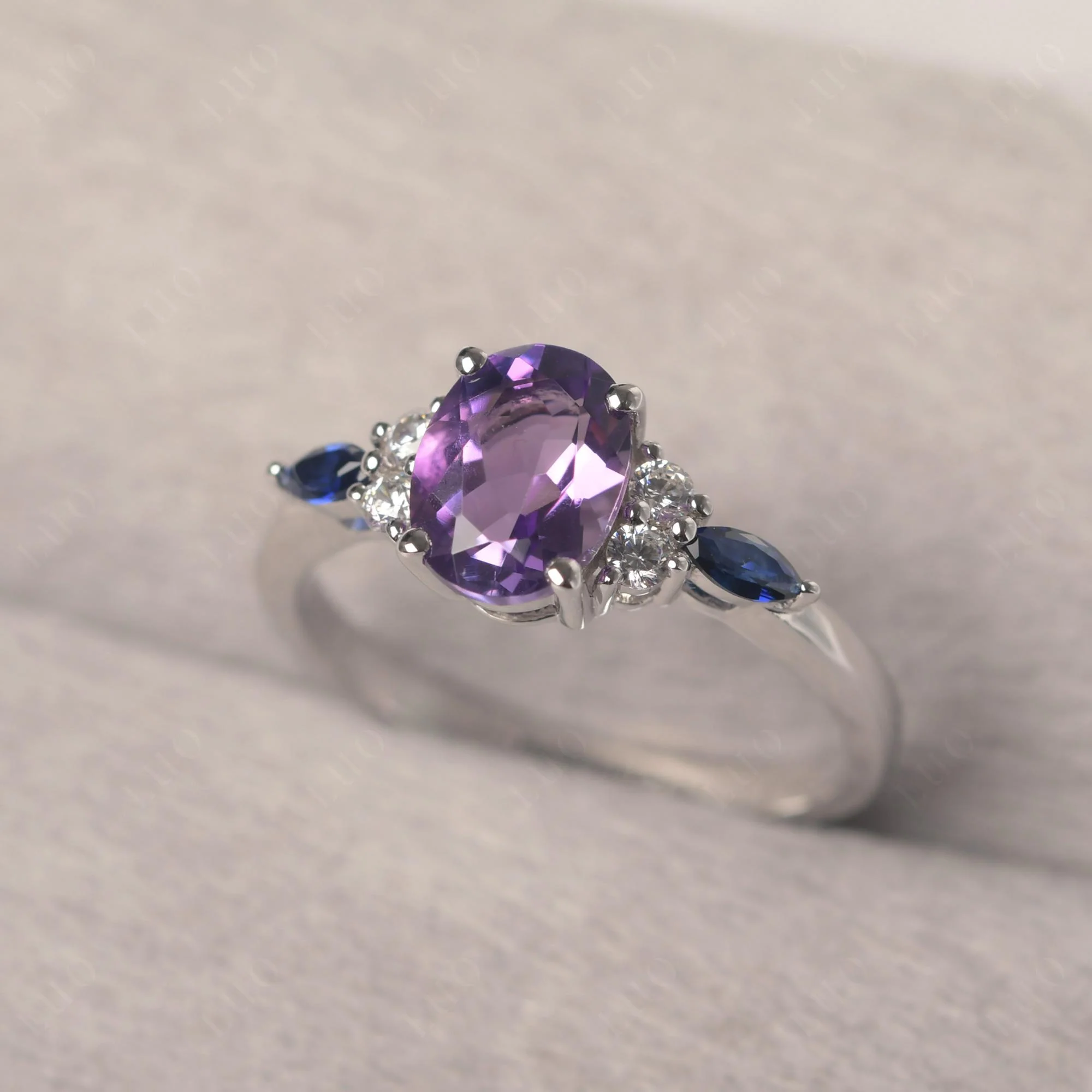 Simple Oval Amethyst Engagement Ring - Image 31
