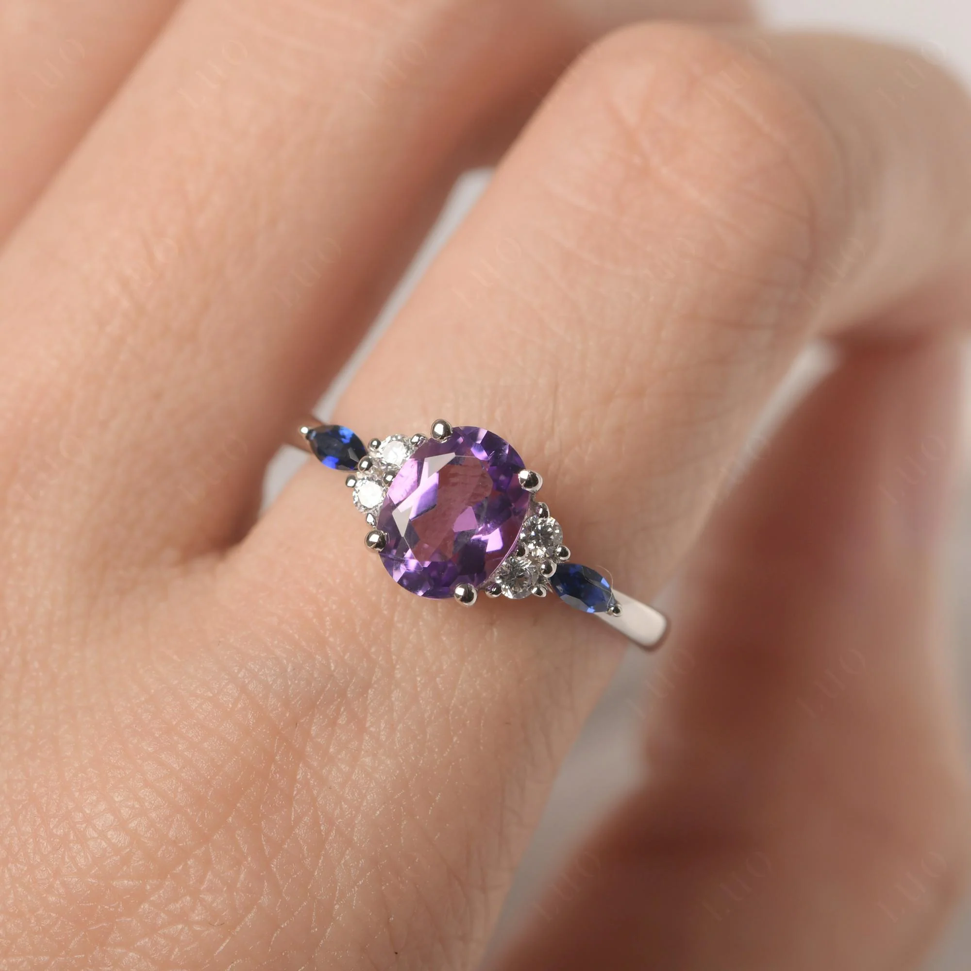 Simple Oval Amethyst Engagement Ring - Image 34