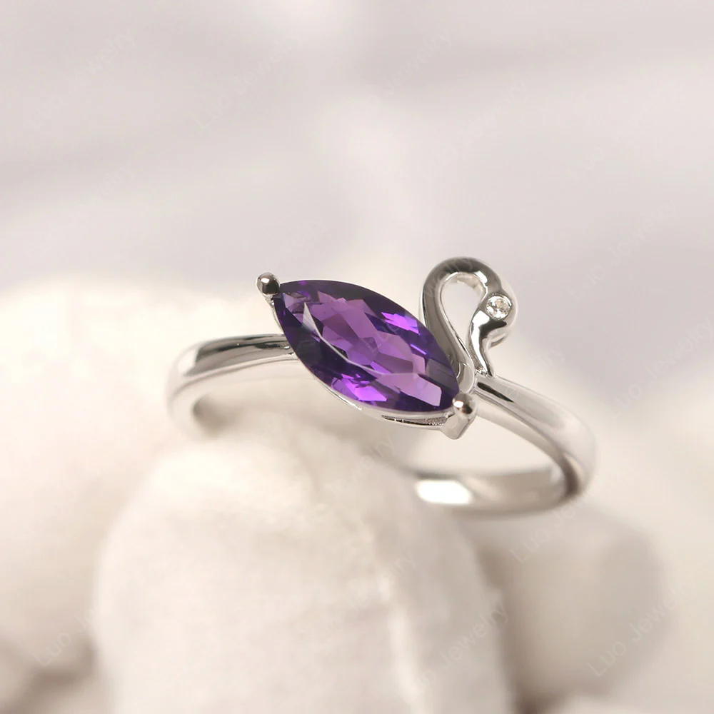 Amethyst Swan Ring