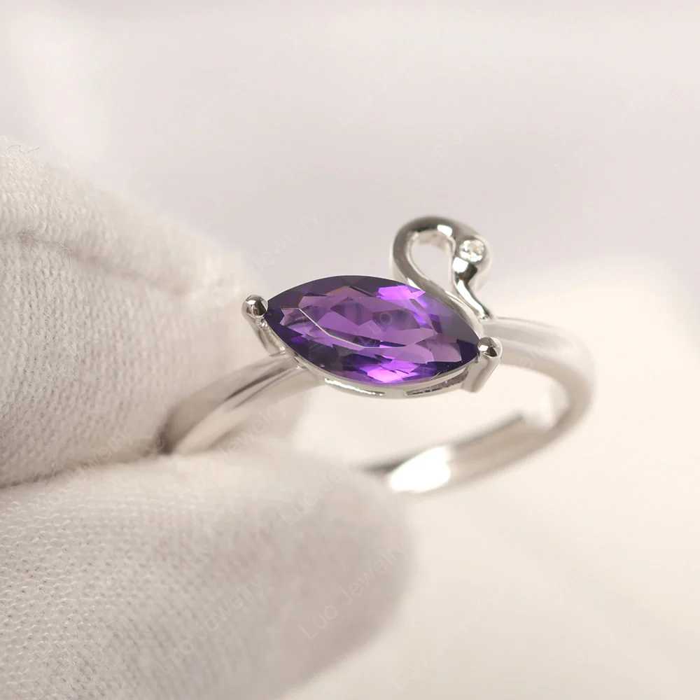 Amethyst Swan Ring - Image 2