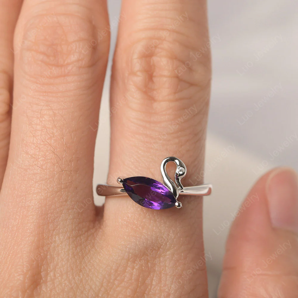 Amethyst Swan Ring - Image 5