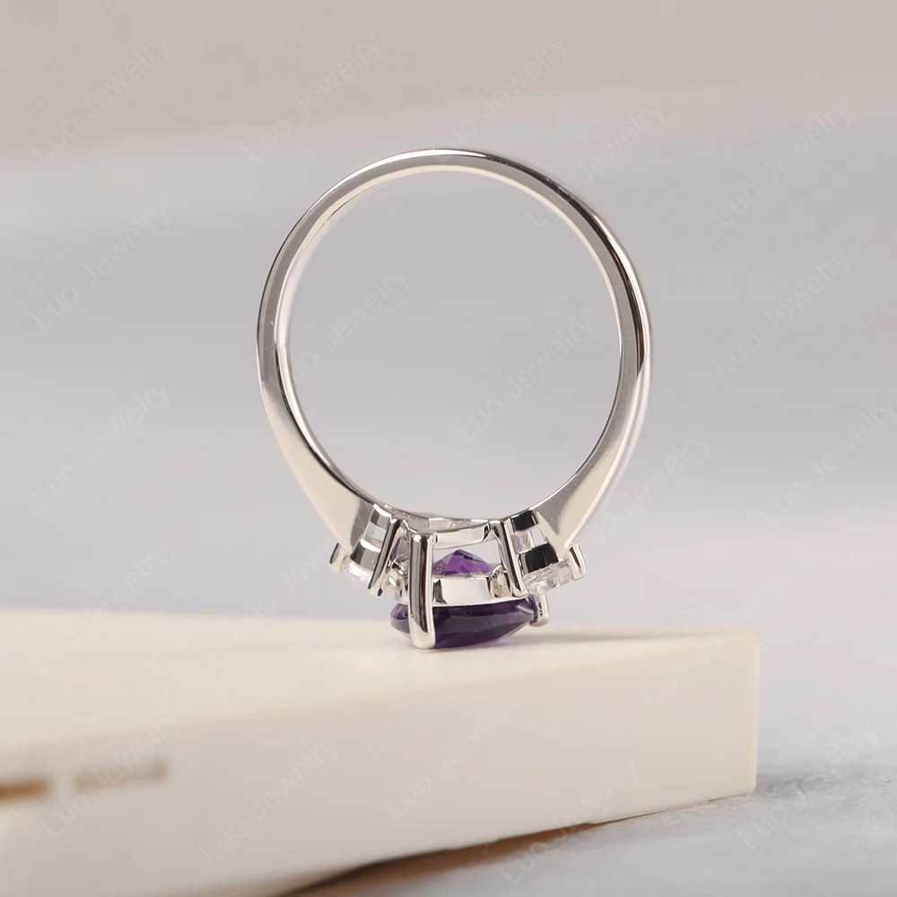 Teardrop Amethyst Trilogy Ring - Image 4