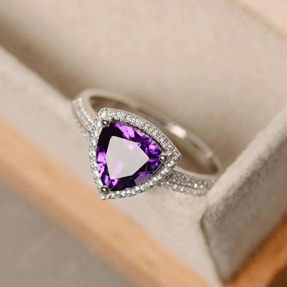 Luxury Amethyst Halo Engagement Ring - Image 3