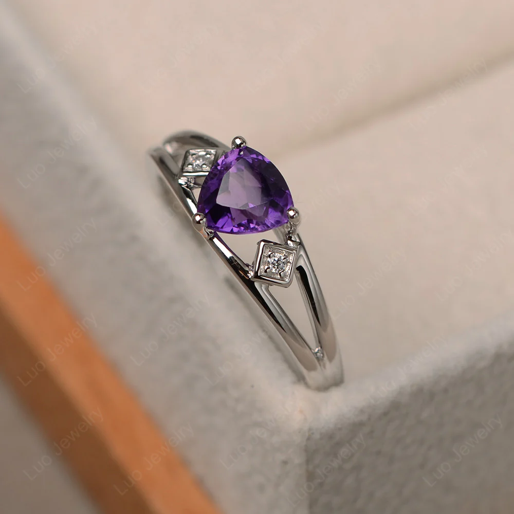 Trillion Cut Amethyst Engagement Ring - Image 2