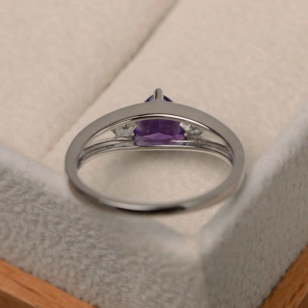 Trillion Cut Amethyst Engagement Ring - Image 3