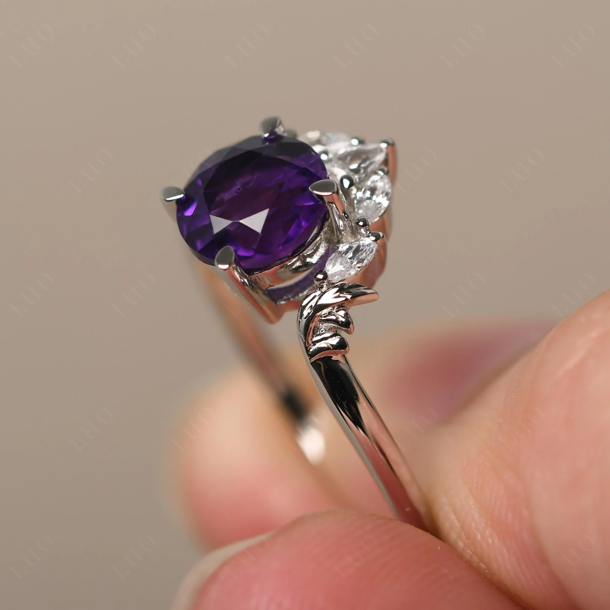 Amethyst Ring with Marquise Side Stone - Image 30