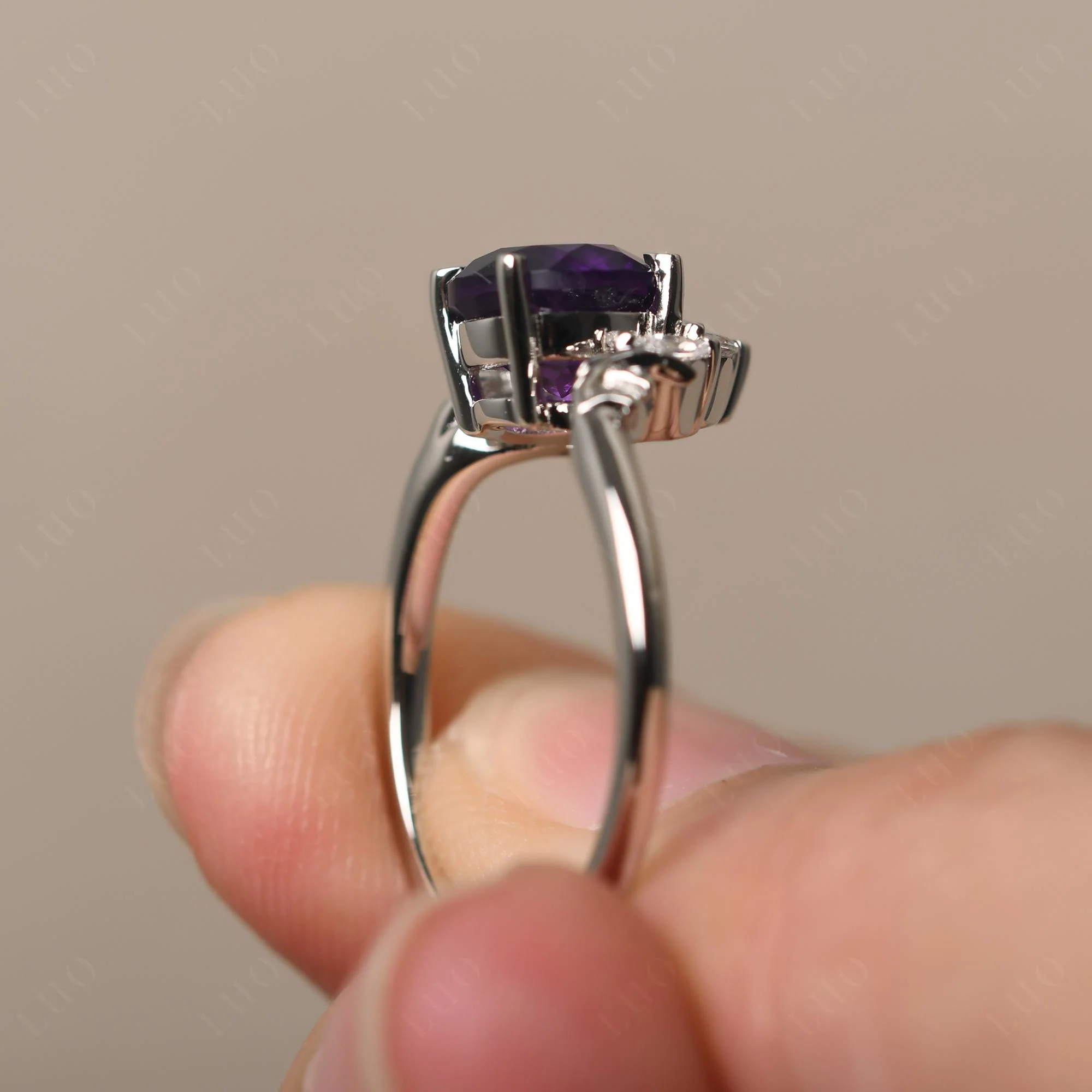 Amethyst Ring with Marquise Side Stone - Image 32