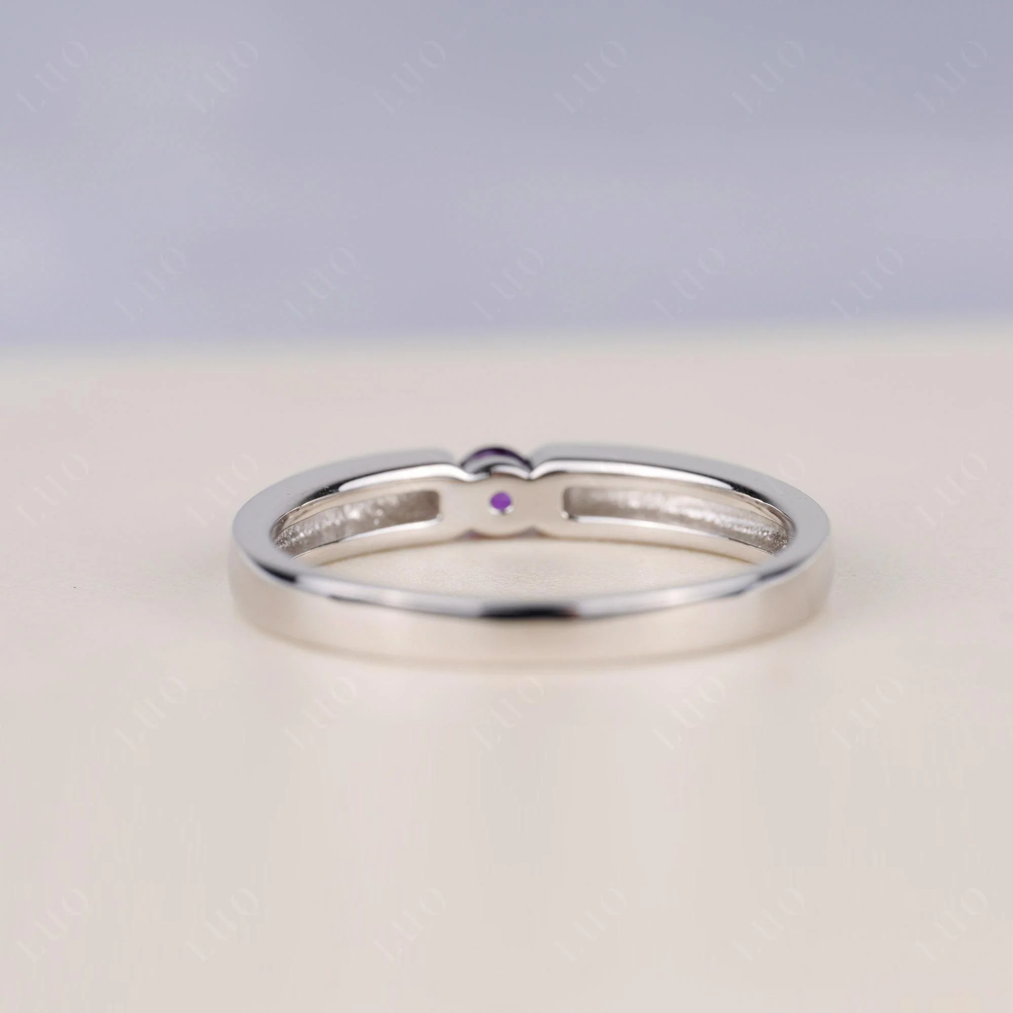 Amethyst Solitaire Band Ring - Image 4