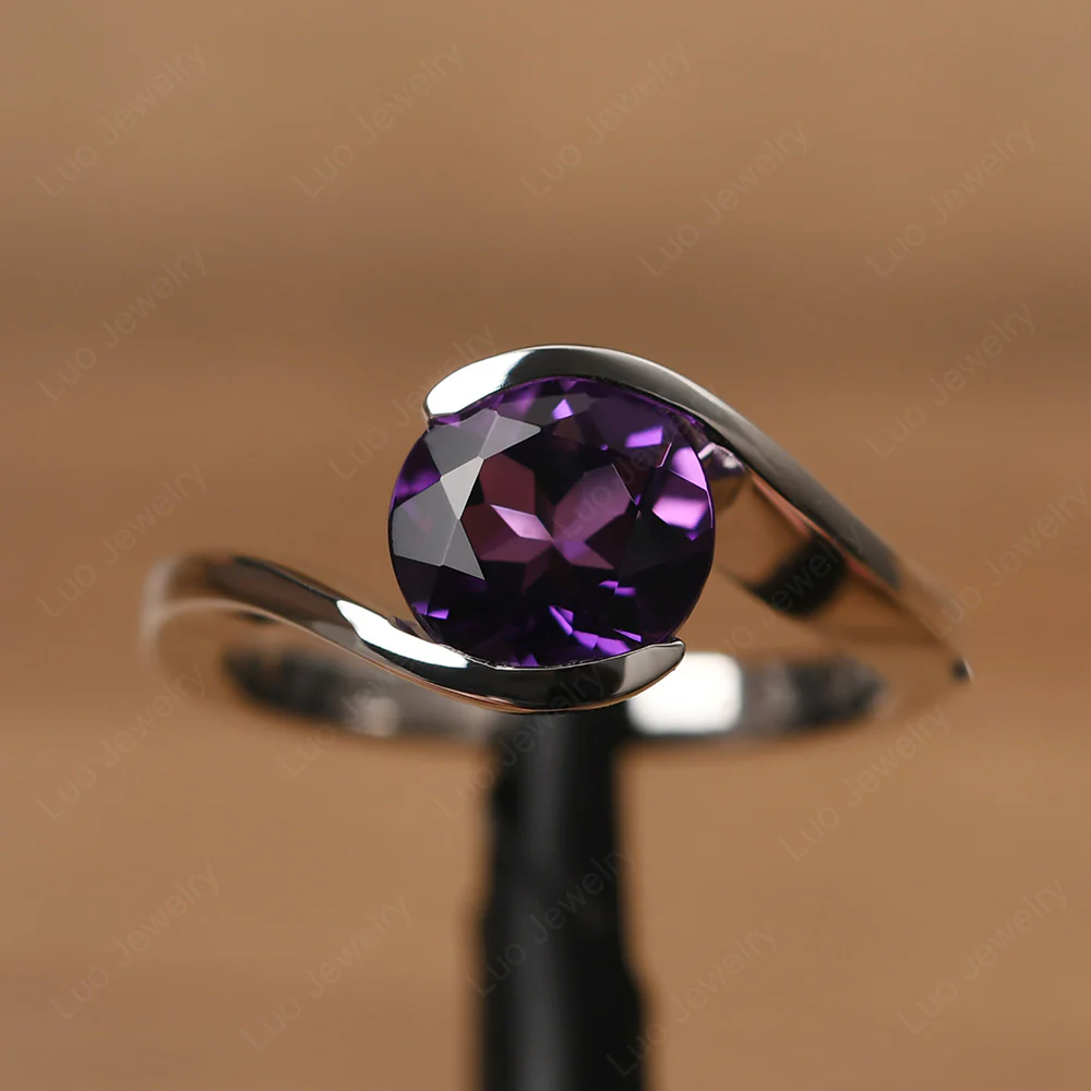 Amethyst Bypass Solitaire Ring - Image 2