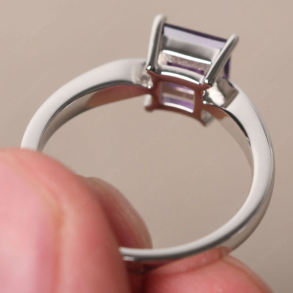 Princess Cut Amethyst Tapered Band Ring - Image 3