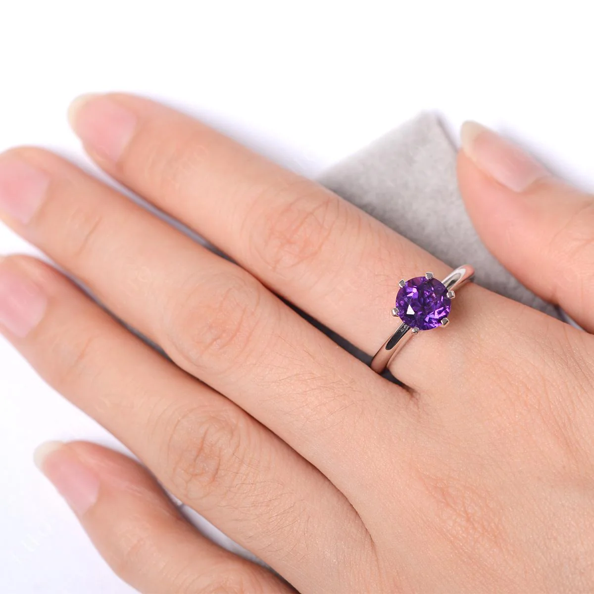 Amethyst Classic Solitaire Ring - Image 13