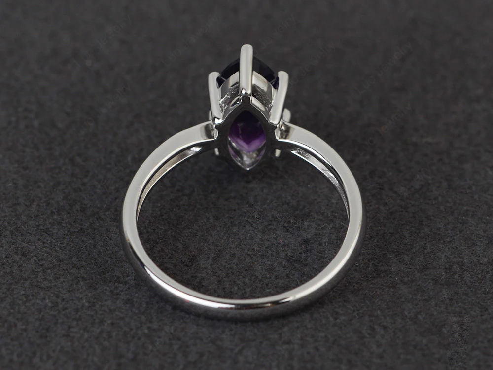 Marquise Cut Six Prong Amethyst Ring - Image 3
