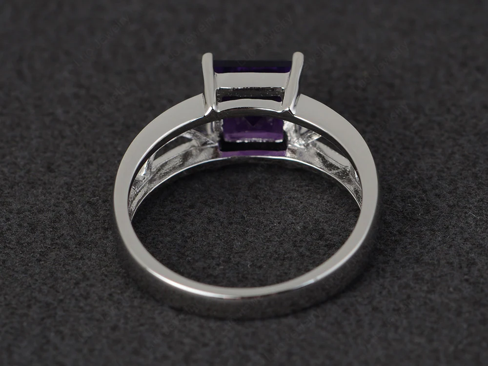 Amethyst Solitaire Ring Wide Band - Image 2