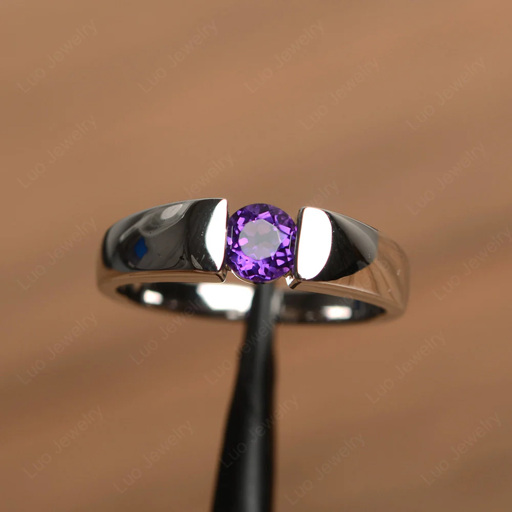 Amethyst Unisex Promise Ring