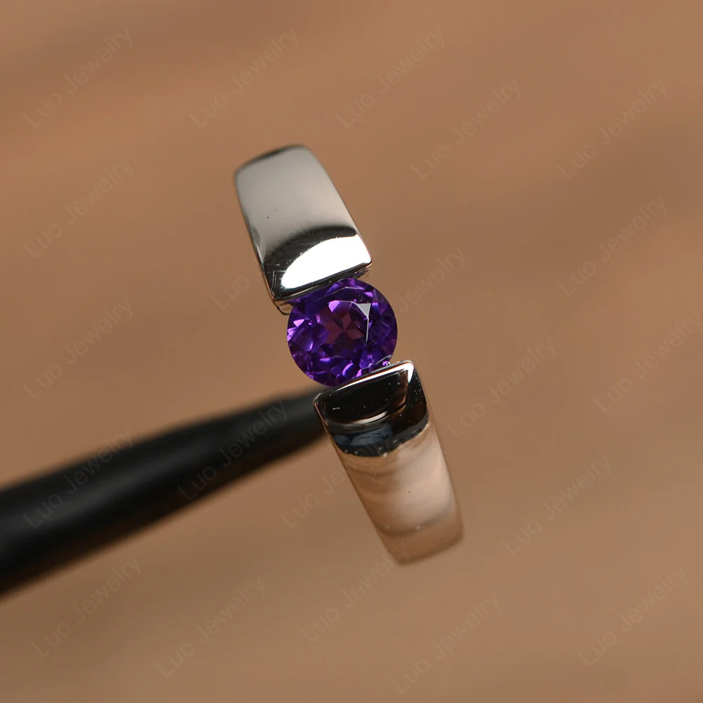 Amethyst Unisex Promise Ring - Image 2