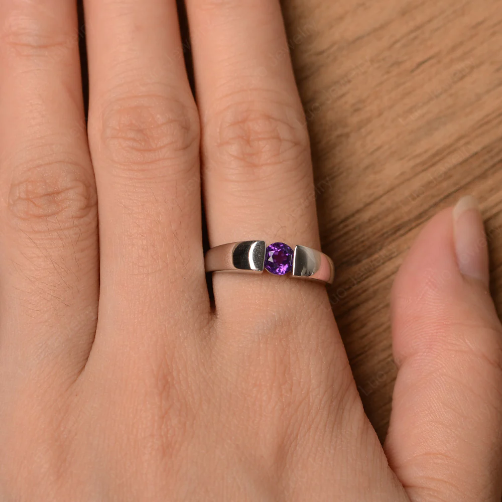 Amethyst Unisex Promise Ring - Image 4