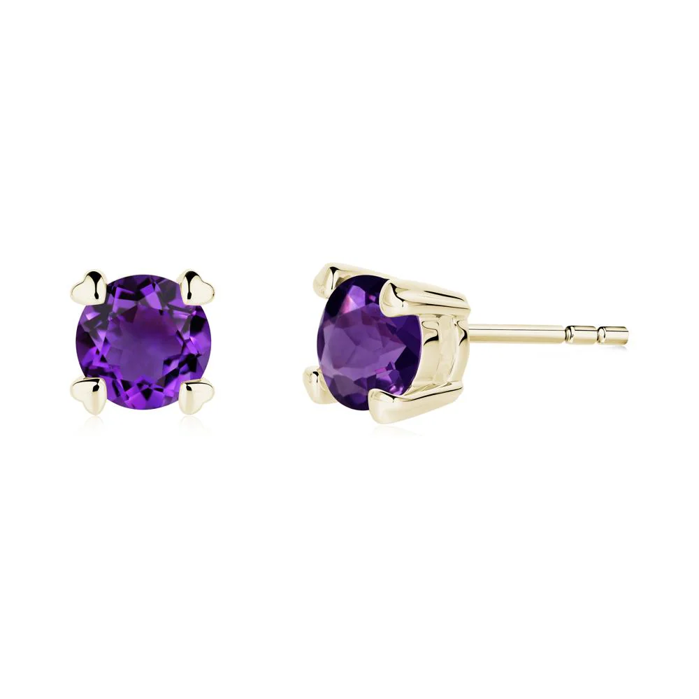 Amethyst Stud Earrings with Heart Prongs - Image 8