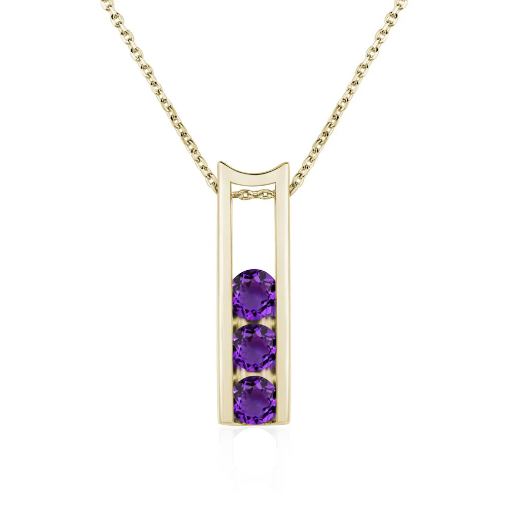 Amethyst Three Stone Necklace - Image 4