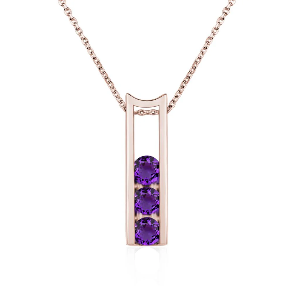 Amethyst Three Stone Necklace - Image 5