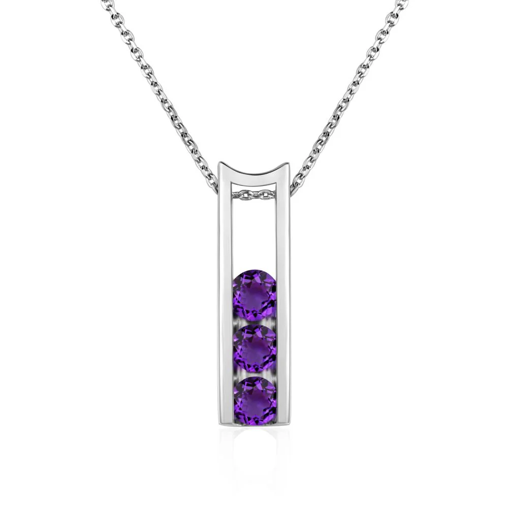 Amethyst Three Stone Necklace - Image 7