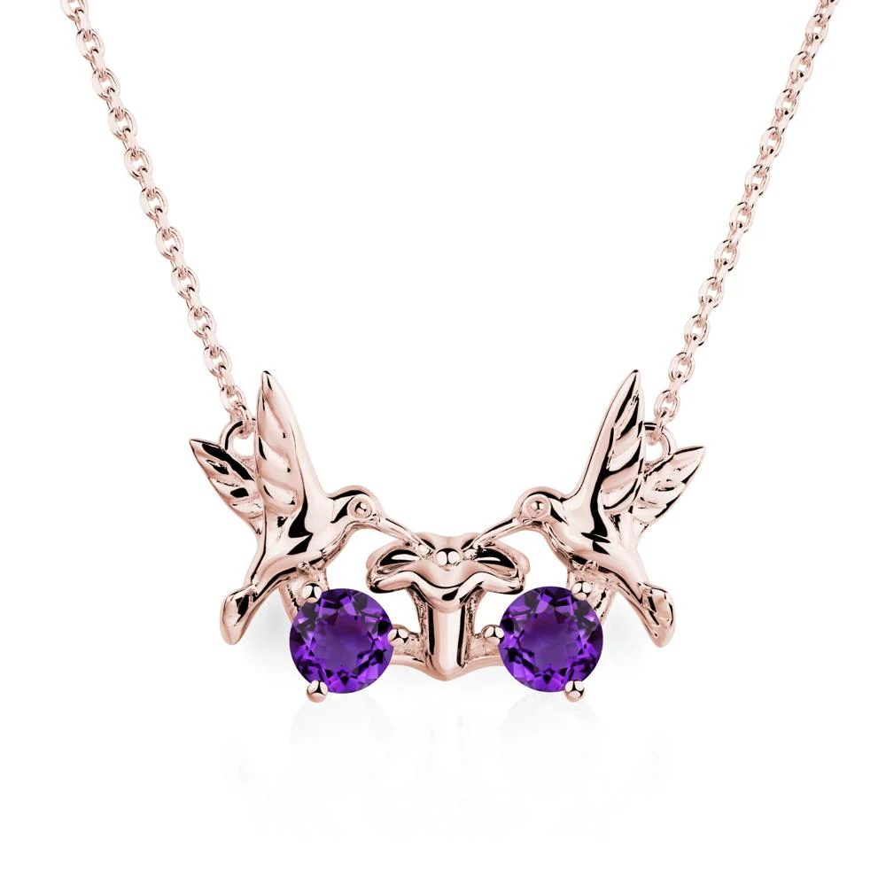 Amethyst Two Stone Hummingbird Necklace - Image 9