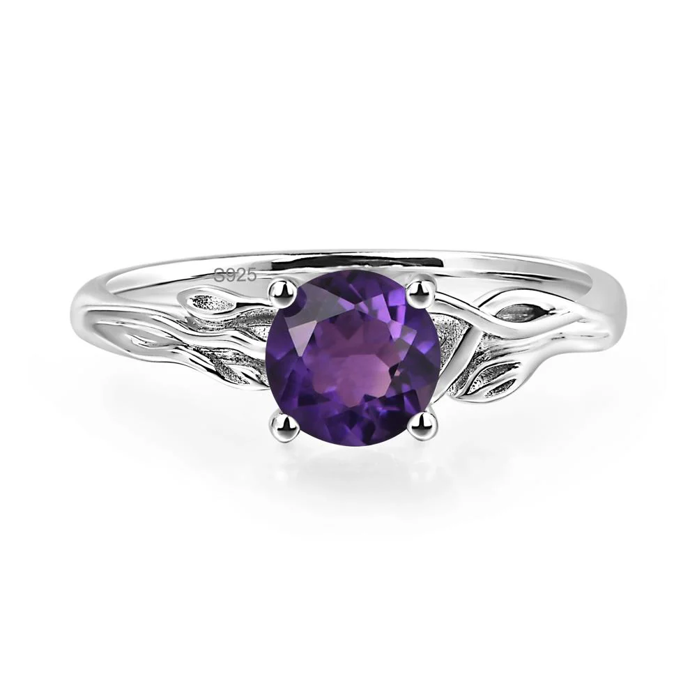 Petite Amethyst Leaf Ring - Image 2