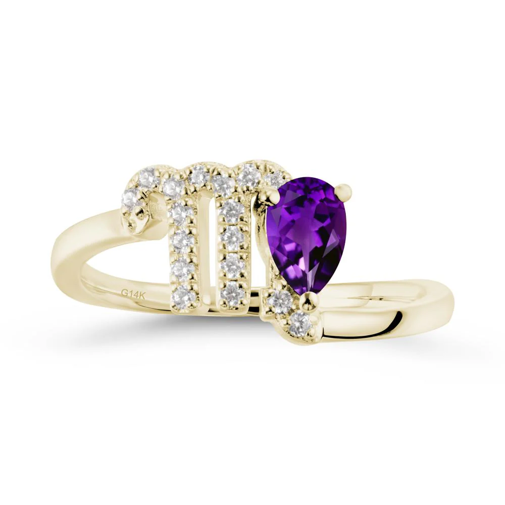 Amethyst Virgo Zodiac Wraparound Ring - Image 3