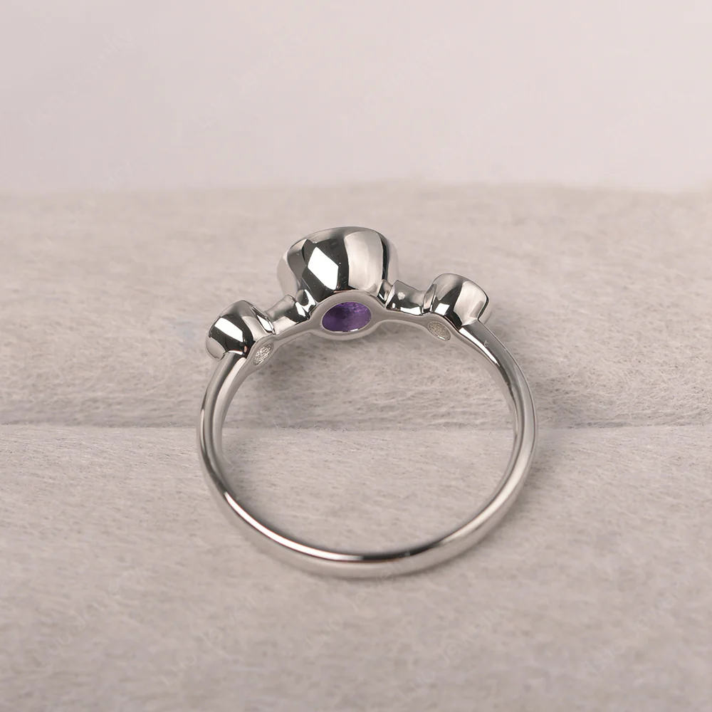 Amethyst 3 Stone Bezel Set Ring - Image 3